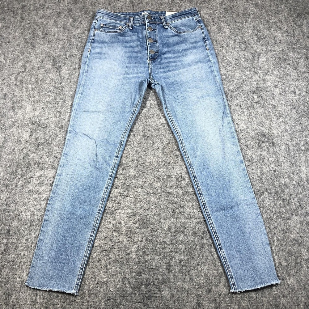 Rag & Bone Nina High-Rise Ankle Skinny Jeans Womens 28 Medium Wash Button Fly